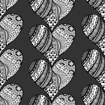Pattern of monochrome hearts Stock Illustration