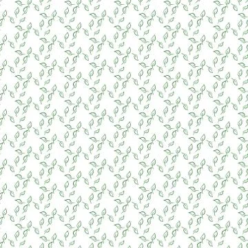 The pattern is a monochrome natural background. Painted sprigs of plants. Stock Illustration