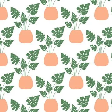 Pattern with monstera. Stock Illustration