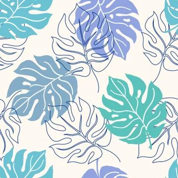 Pattern with monstera leaves Stock Illustration