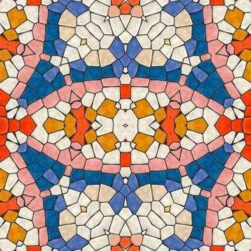 Pattern mosaic kaleidoscopic seamless generated texture, ornament, fragile, f Stock Illustration