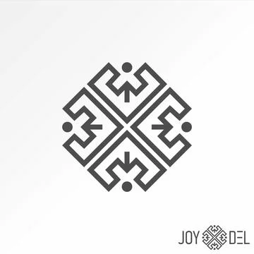 Pattern motif like human body arrow rectangular art wall hand made fashion Illustrazione stock