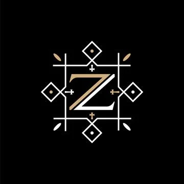Pattern motif initial letter Z cut serif font wedding boutique fashion Stock Illustration