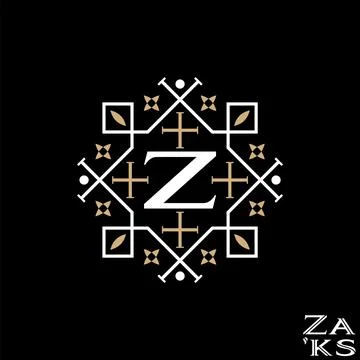 Pattern motif sign initial letter Z serif font art wedding boutique fashion Stock Illustration