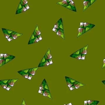 Pattern mountain green sketch hand drawn Stock Illustration