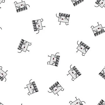 Pattern movie clapper board character cartoon vector Stock Illustration