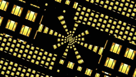 Pattern with moving night windows of multistory buildings. Dynamic contrast Stock Footage 135585989