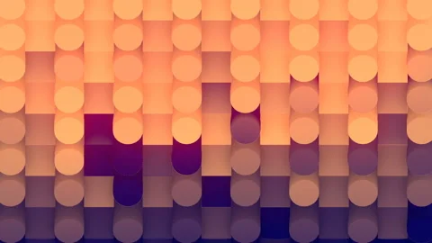 Pattern of moving waves, chaotically flashing cylinders 3d render loop animation Stock Footage 203532756