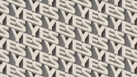 Pattern with moving YES words from white 3d letters loop animation. 3d rendering Stock-Footage 154248974