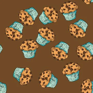 Pattern muffin sketch hand drawn Stock Illustration