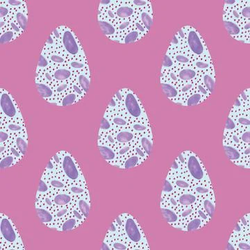 Pattern with multi-colored abstract Easter eggs. Watercolor decorative drawin Stock Illustration