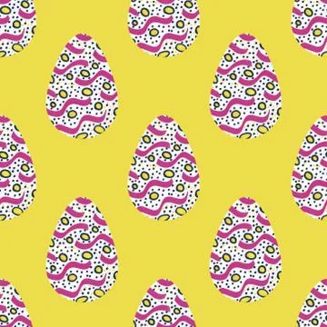 Pattern with multi-colored abstract Easter eggs. Watercolor decorative drawin Stock Illustration