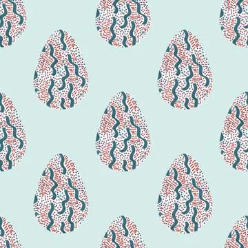 Pattern with multi-colored abstract Easter eggs. Watercolor decorative drawin Stock Illustration