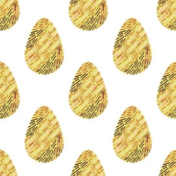 Pattern with multi-colored abstract Easter eggs. Watercolor decorative drawin 库存插图