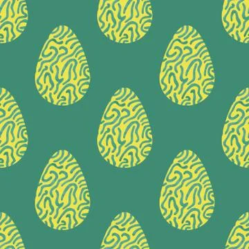 Pattern with multi-colored abstract Easter eggs. Watercolor decorative drawin 库存插图