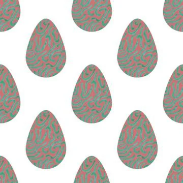Pattern with multi-colored abstract Easter eggs. Watercolor decorative drawin Stock Illustration