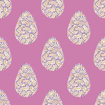 Pattern with multi-colored abstract Easter eggs. Watercolor decorative drawin Stock Illustration