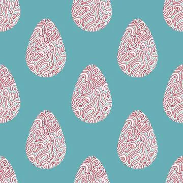Pattern with multi-colored abstract Easter eggs. Watercolor decorative drawin Stock Illustration