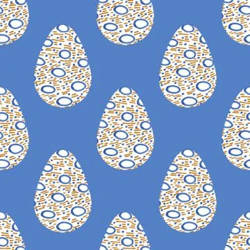Pattern with multi-colored abstract Easter eggs. Watercolor decorative drawin Stock Illustration