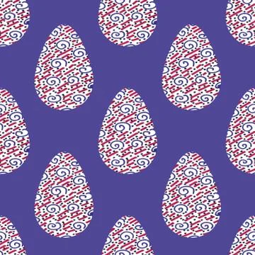 Pattern with multi-colored abstract Easter eggs. Watercolor decorative drawin Stock Illustration