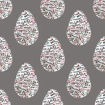 Pattern with multi-colored abstract Easter eggs. Watercolor decorative drawin Stock Illustration