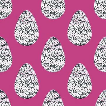 Pattern with multi-colored abstract Easter eggs. Watercolor decorative drawin Stock Illustration