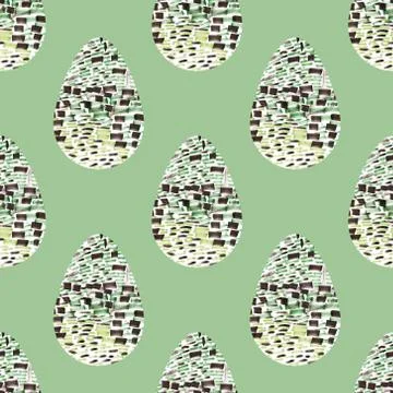 Pattern with multi-colored abstract Easter eggs. Watercolor decorative drawin Stock Illustration
