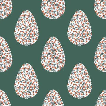 Pattern with multi-colored abstract Easter eggs. Watercolor decorative drawin Stock Illustration