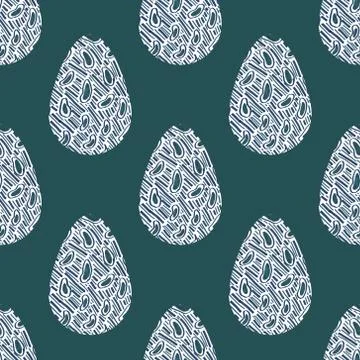 Pattern with multi-colored abstract Easter eggs. Watercolor decorative drawin Stock Illustration