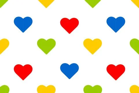 Pattern with multi-colored hearts. Vector illustration. Stock Illustration