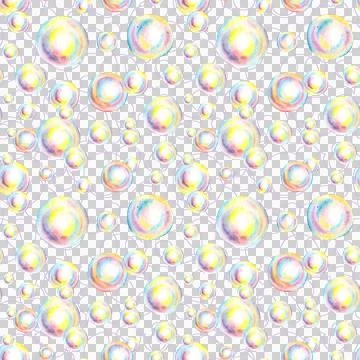 Pattern of multi-colored soap bubbles and contours in watercolor イラスト素材