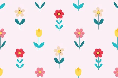 Pattern of multi-colored wildflowers. Vector illustration in flat style. Illustrazione stock