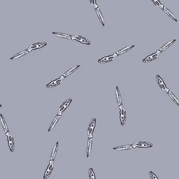 Pattern multi pocket knife sketch hand drawn Stock Illustration