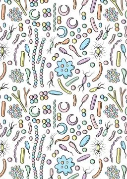 Pattern with multicolor Bacteria And Virus Stock Illustration