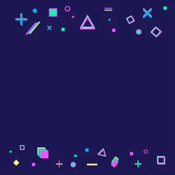 Pattern with multicolor geometric shapes on dark background. retro vintage Stockillustratie