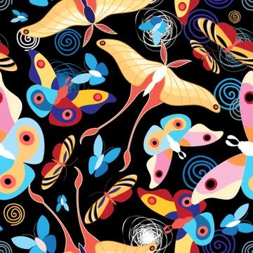Pattern multicolored butterflies Illustrazione stock