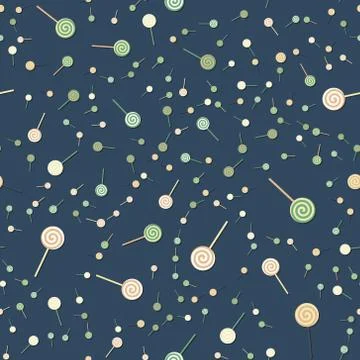 Pattern of multicolored Christmas lollipop on a dark background. New year and Stock Illustration