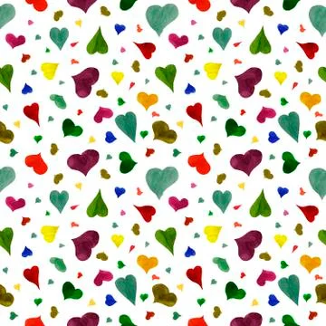 Pattern multicolored hearts of actrel Stock Illustration