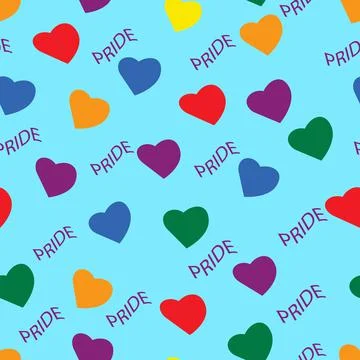 Pattern with multicolored hearts, yellow orange blue green purple hearts. Stock Illustration