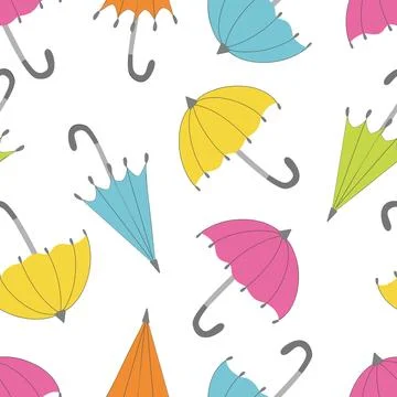 Pattern of multicolored retro umbrellas-sm Stock Illustration