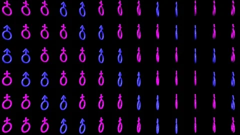 Pattern multicolored signs of men and women rotating. Abstract signs of man and Video stock 119321956