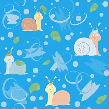 Pattern of multicolored snails and starfish, shells without background Stock Illustration