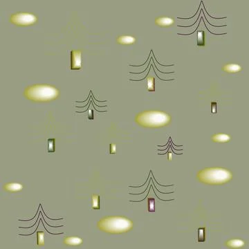 A pattern of multicolored tree contours of a Christmas tree without a backgro Stock Illustration