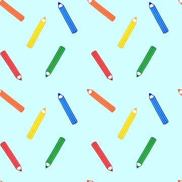 Pattern of multicolors pencil on blue background Stock Illustration