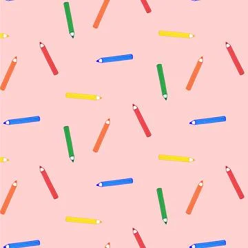 Pattern of multicolors pencil on blue background Stock Illustration