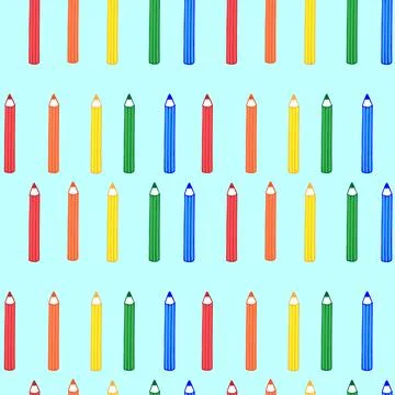 Pattern of multicolors pencil on blue background Stock Illustration