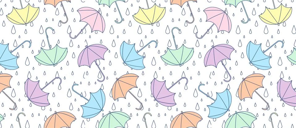 Pattern with multicolors umbrella Stock Illustration