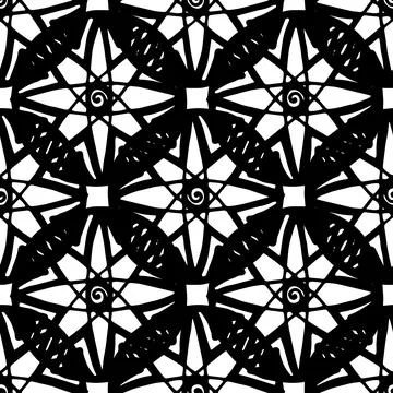 A pattern of a multipath star in a circle. seamless hand-drawn pattern with a Illustrazione stock