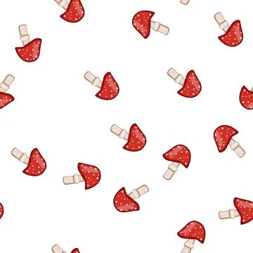 Pattern mushroom fly agaric cartoon vector Stock Illustration