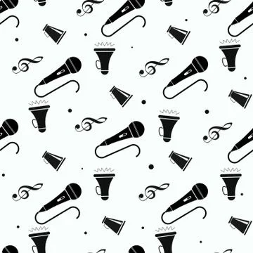 Pattern music note and microphone seamless on white background. eps10 Stockillustratie